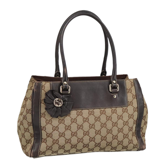 GUCCI GG Canvas Hand Bag Beige Gold 190247 Auth 98513 - Picture 1 of 16